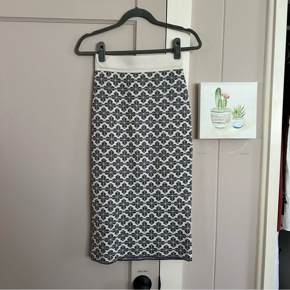 Kate Spade Metallic Floral Pencil Sweater Skirt